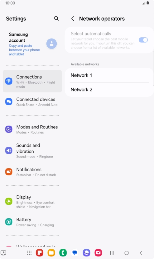 Press the required network. Press the required network.