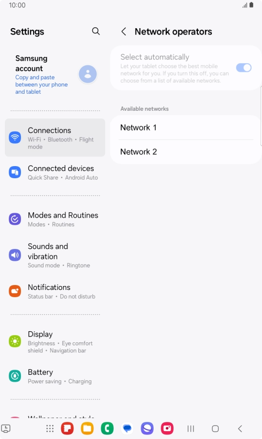 Press the required network. Press the required network.