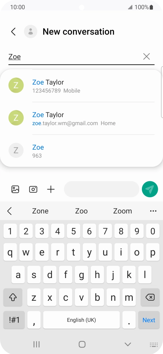 Press the required contact. Press the required contact.