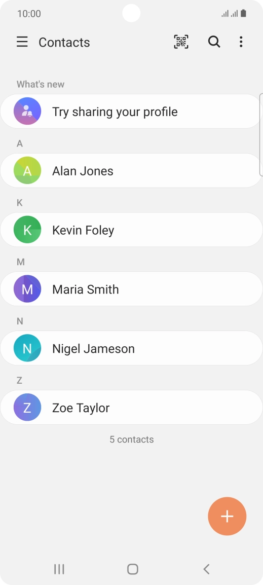 Press the new contact icon. Press the new contact icon.