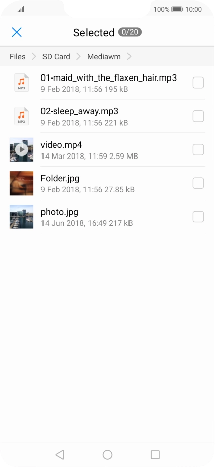 Press the required file. Press the required file.