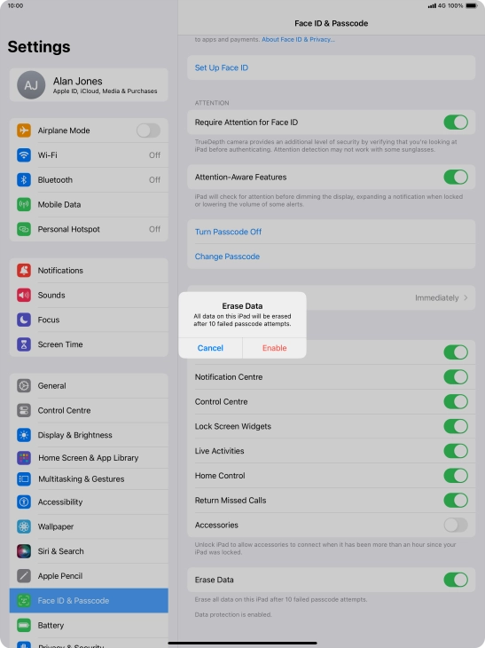 If you turn on the function, press Enable. If you turn on the function, press Enable.