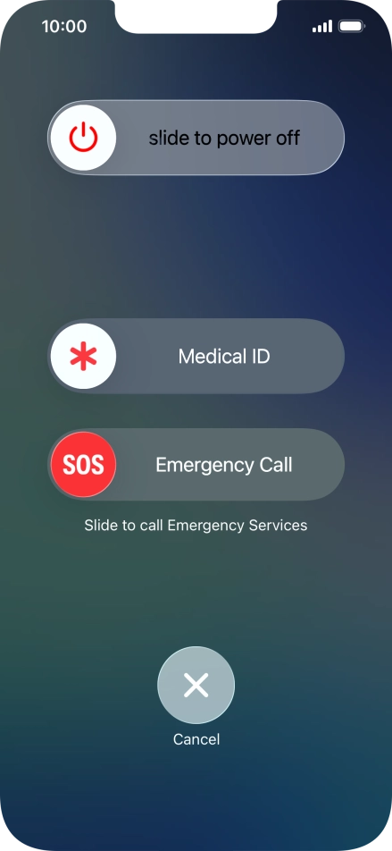 Press and drag the power off icon right. Press and drag the power off icon right.