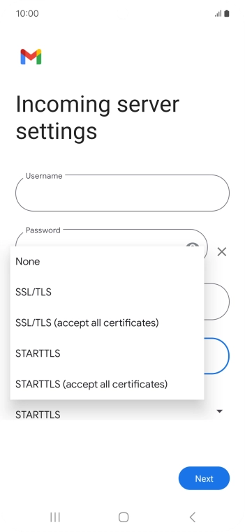 Press SSL/TLS. Press SSL/TLS.