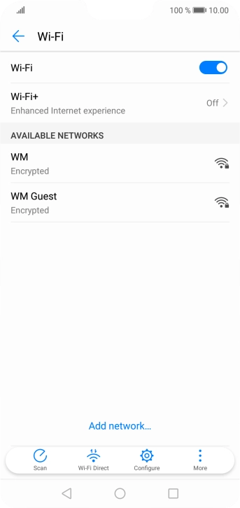 Press the required Wi-Fi network. Press the required Wi-Fi network.