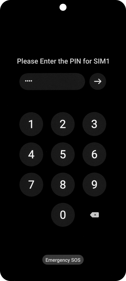 If your SIM is locked, key in your PIN and press arrow right. The default PIN is 1111. If your SIM is locked, key in your PIN and press arrow right. The default PIN is 1111.