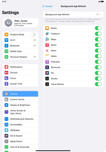 Press Background App Refresh. Press Background App Refresh.
