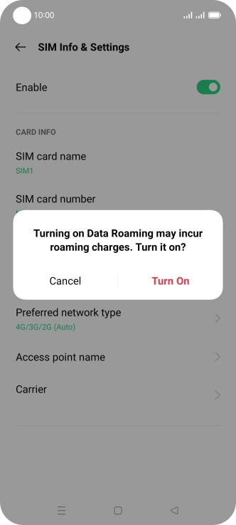 If you turn on the function, press Turn On. If you turn on the function, press Turn On.