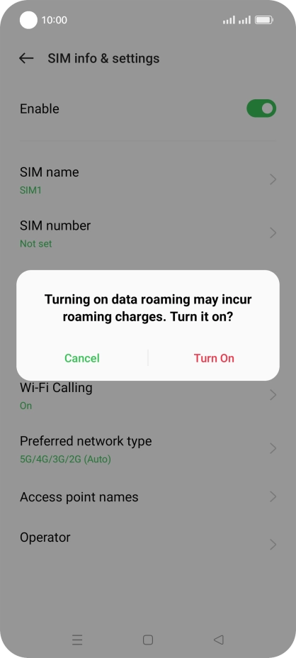 If you turn on the function, press Turn On. If you turn on the function, press Turn On.