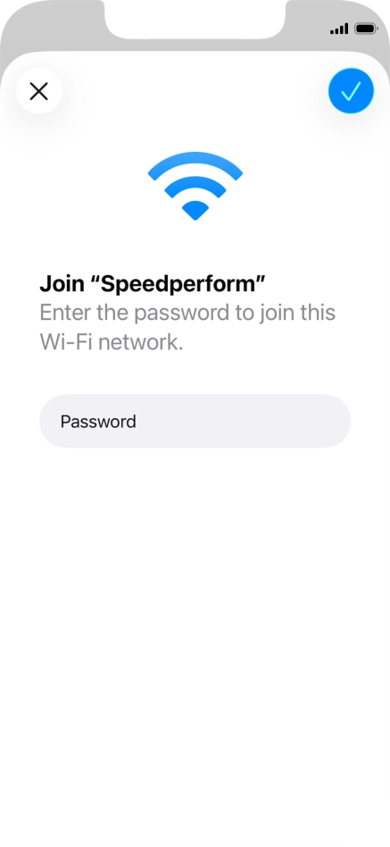 Key in the password for the Wi-Fi network and press the confirm icon. Key in the password for the Wi-Fi network and press the confirm icon.