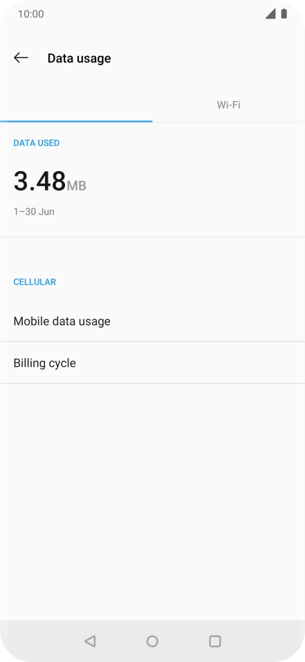 The total data usage is displayed. The total data usage is displayed.