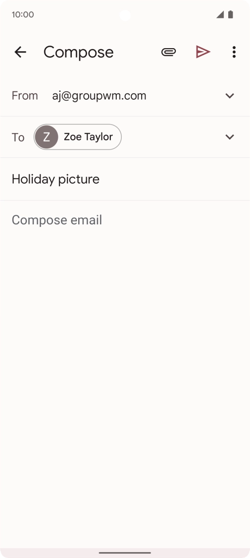 Press the text input field and write the text for your email. Press the text input field and write the text for your email.