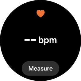 Press Measure and wait while the smartwatch measures your heart rate. Press Measure and wait while the smartwatch measures your heart rate.