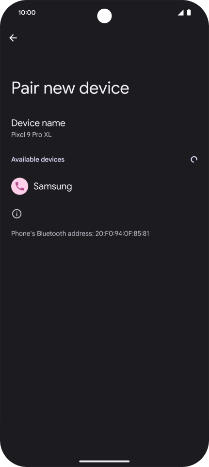 Press the required Bluetooth device and follow the instructions on the screen to pair the device with your phone. Press the required Bluetooth device and follow the instructions on the screen to pair the device with your phone.
