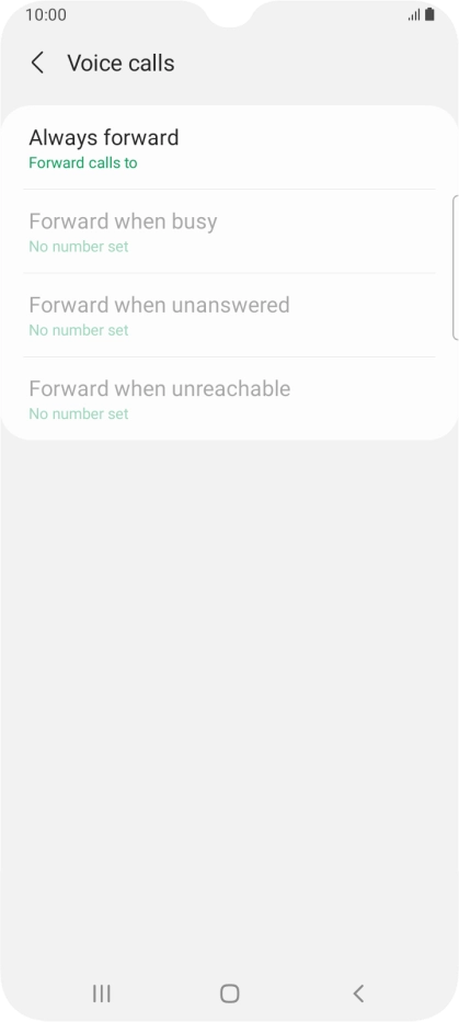 Press the required divert type. Press the required divert type.