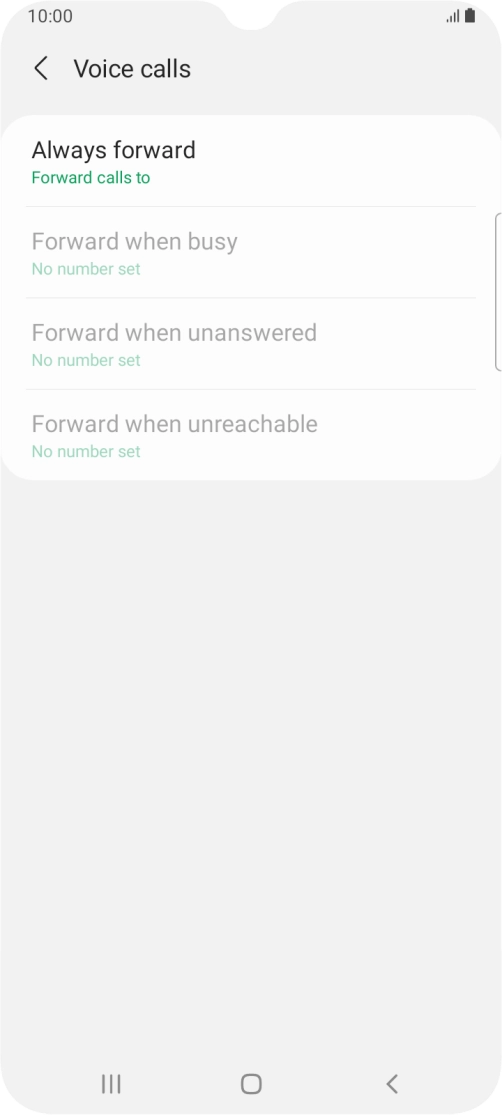 Press the required divert type. Press the required divert type.