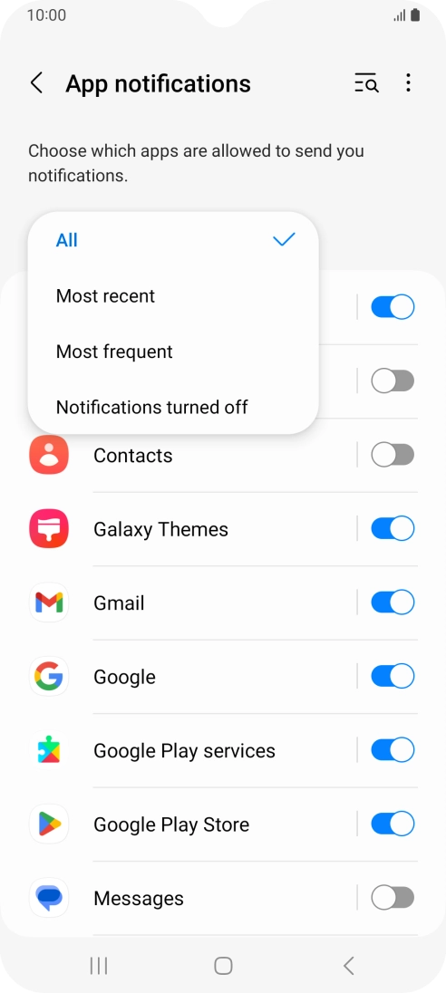 Press the required setting. Press the required setting.