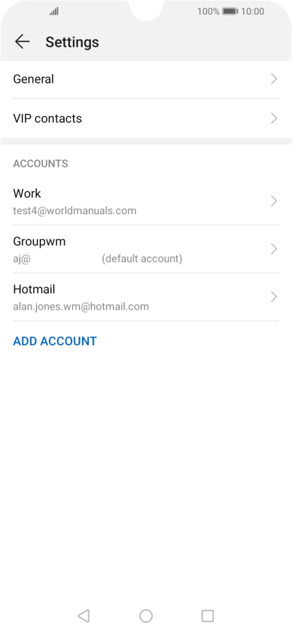 Press the required email account. Press the required email account.