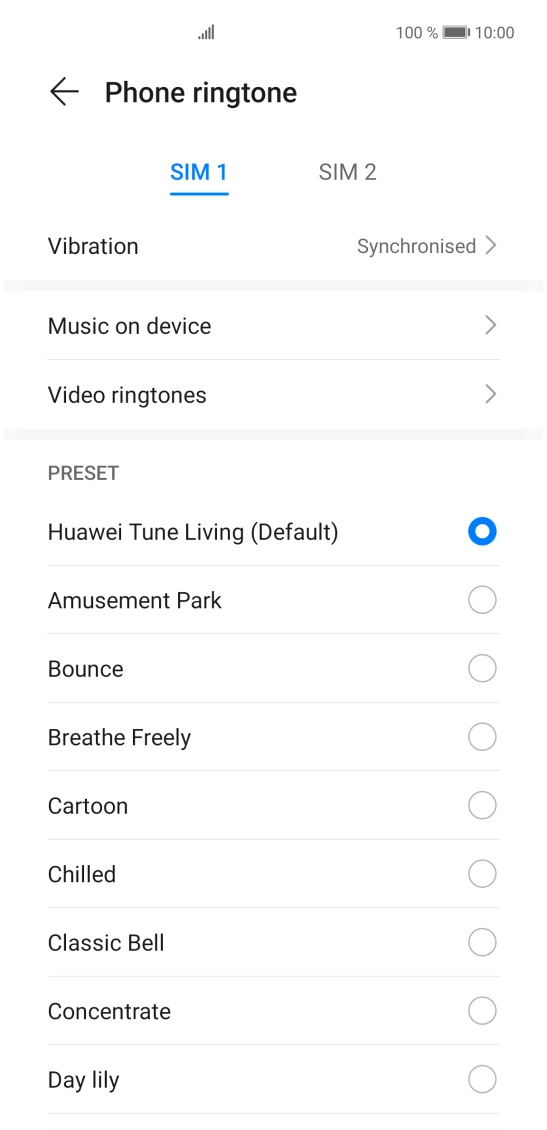 Press Music on device. Press Music on device.
