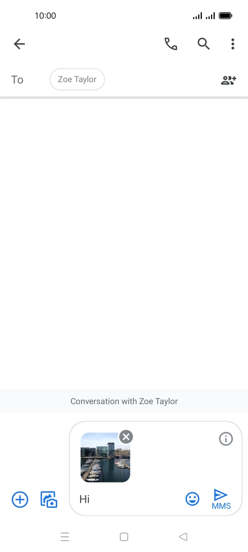 Press the send icon when you've finished your MMS. Press the send icon when you've finished your MMS.