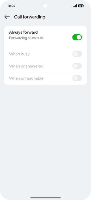 Press the indicator next to the required divert type. Press the indicator next to the required divert type.