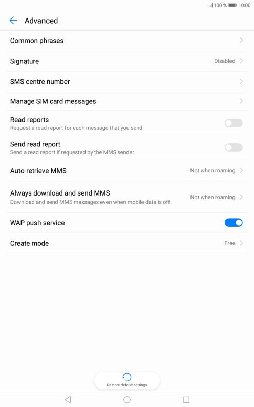 Press SMS centre number. Press SMS centre number.