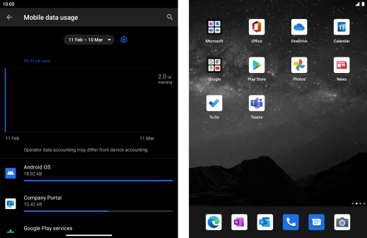 The data usage for each application is displayed below the name of the application. The data usage for each application is displayed below the name of the application.