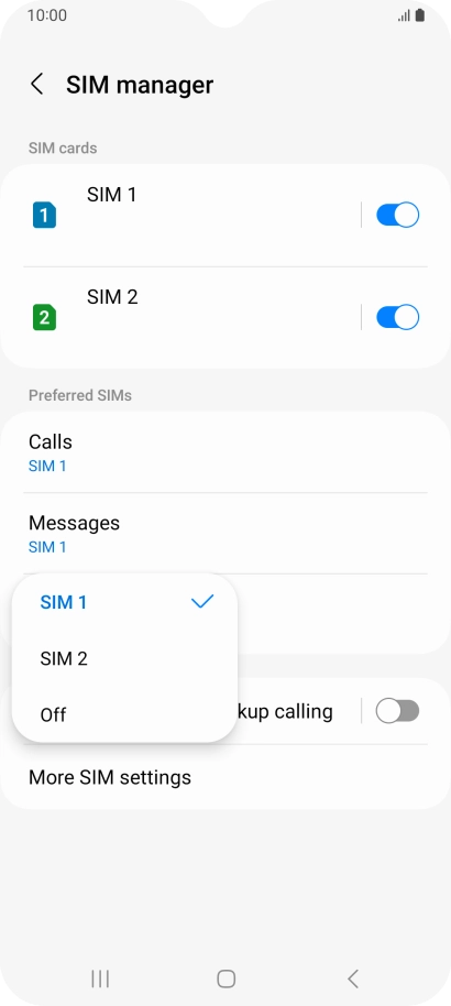 Press the required setting. Press the required setting.