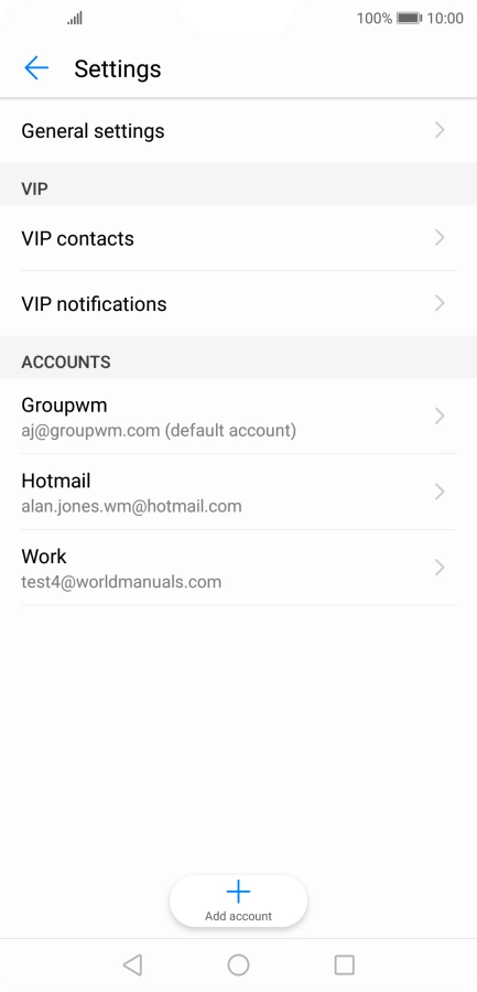 Press the required email account. Press the required email account.