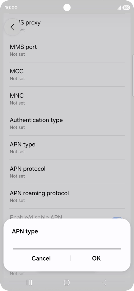 Key in default and press OK. Key in default and press OK.