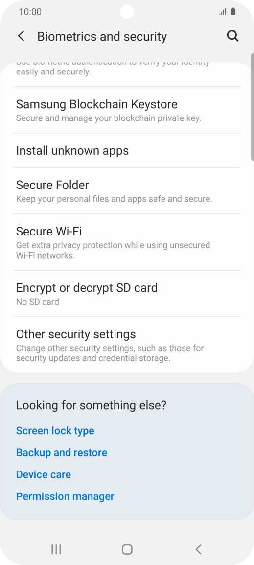 Press Other security settings. Press Other security settings.