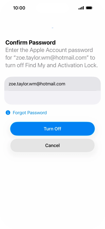 Key in the password for your Apple Account and press Turn Off. Wait a moment while the factory default settings are restored. Follow the instructions on the screen to set up your phone and prepare it for use. Key in the password for your Apple Account and press Turn Off. Wait a moment while the factory default settings are restored. Follow the instructions on the screen to set up your phone and prepare it for use.