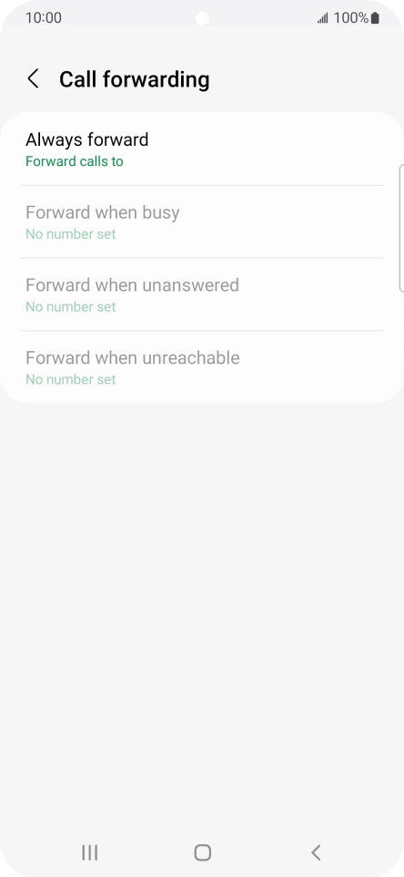 Press the required divert type. Press the required divert type.