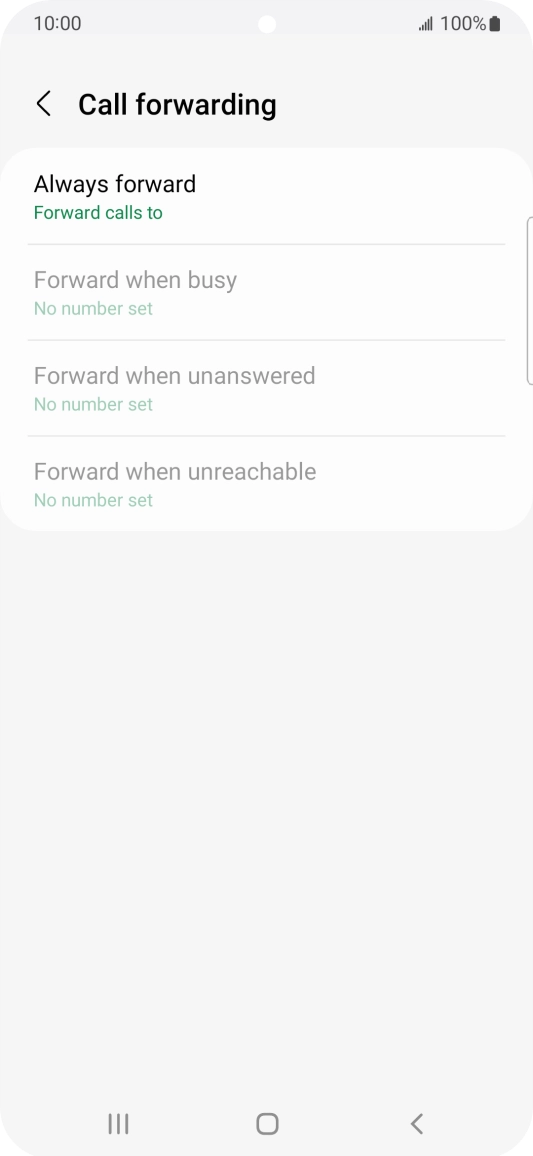 Press the required divert type. Press the required divert type.
