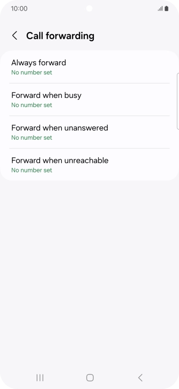 Press the required divert type. Press the required divert type.