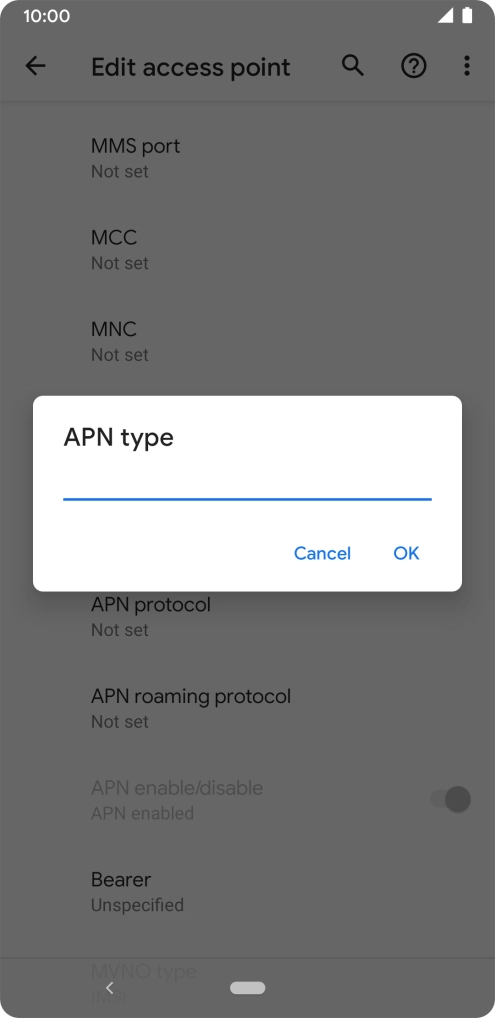 Key in default and press OK. Key in default and press OK.
