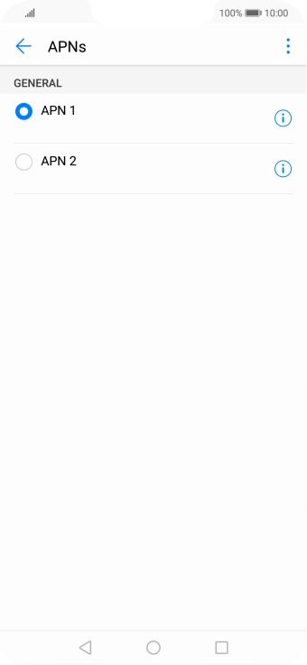Press the field next to the required data connection to activate it. Press the field next to the required data connection to activate it.