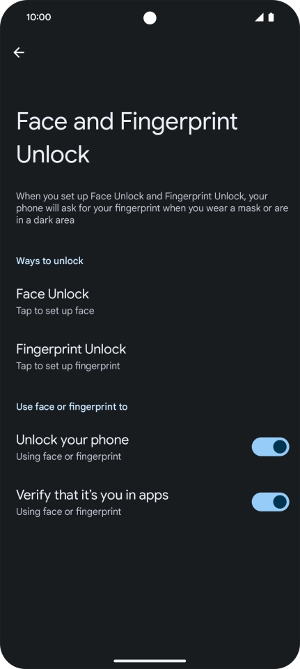 Press Fingerprint Unlock. Press Fingerprint Unlock.