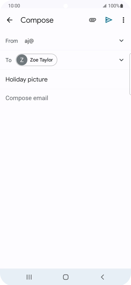 Press the text input field and write the text for your email. Press the text input field and write the text for your email.