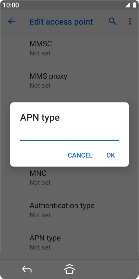 Key in default and press OK. Key in default and press OK.