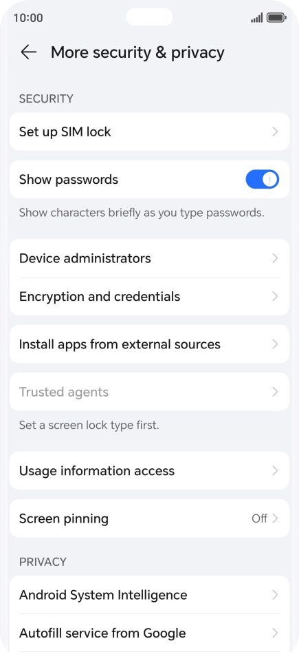 Press Set up SIM lock. Press Set up SIM lock.