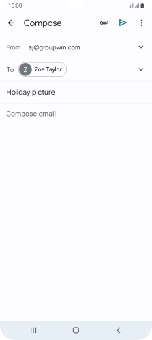 Press the text input field and write the text for your email message. Press the text input field and write the text for your email message.