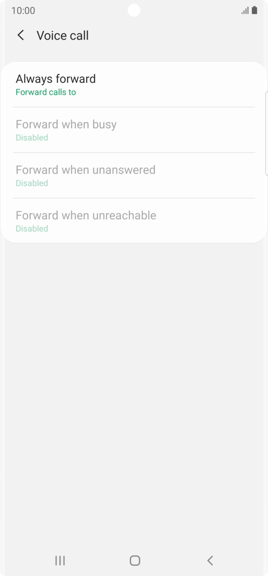 Press the required divert type. Press the required divert type.