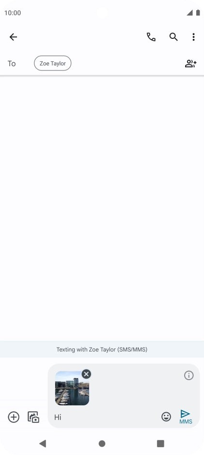 Press the send icon when you've finished your MMS. Press the send icon when you've finished your MMS.