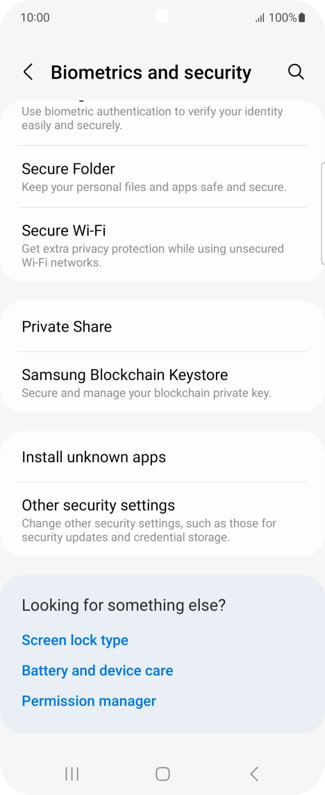 Press Other security settings. Press Other security settings.