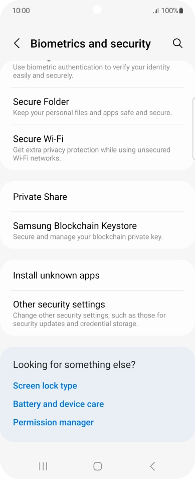 Press Other security settings. Press Other security settings.