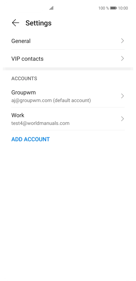 Press the required email account. Press the required email account.