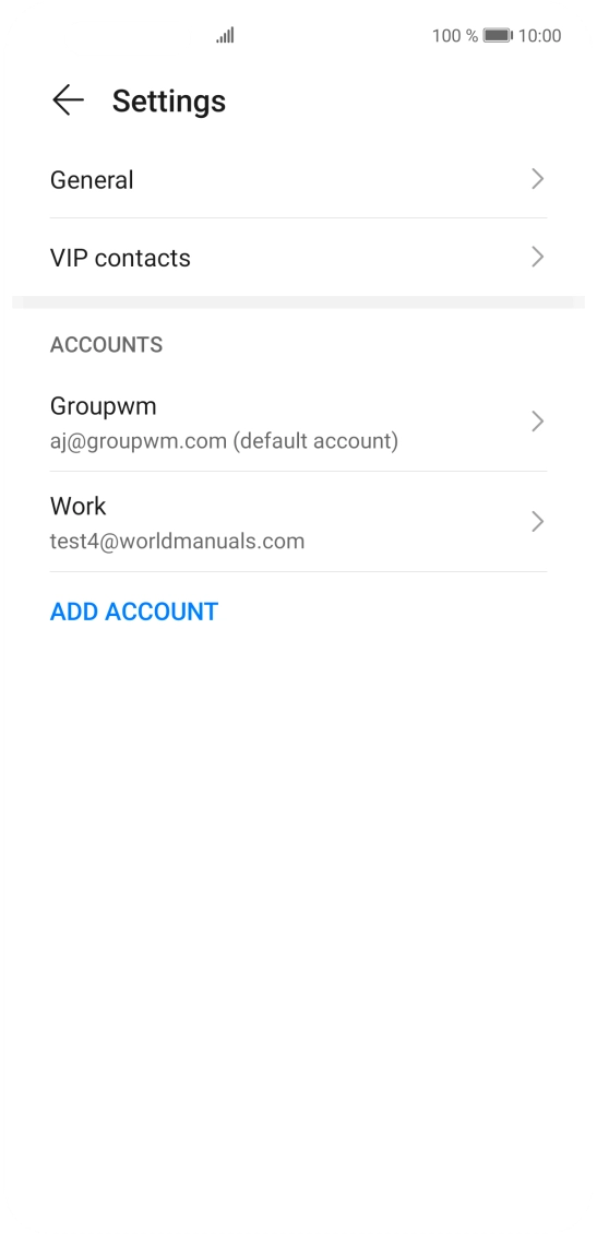 Press the required email account. Press the required email account.