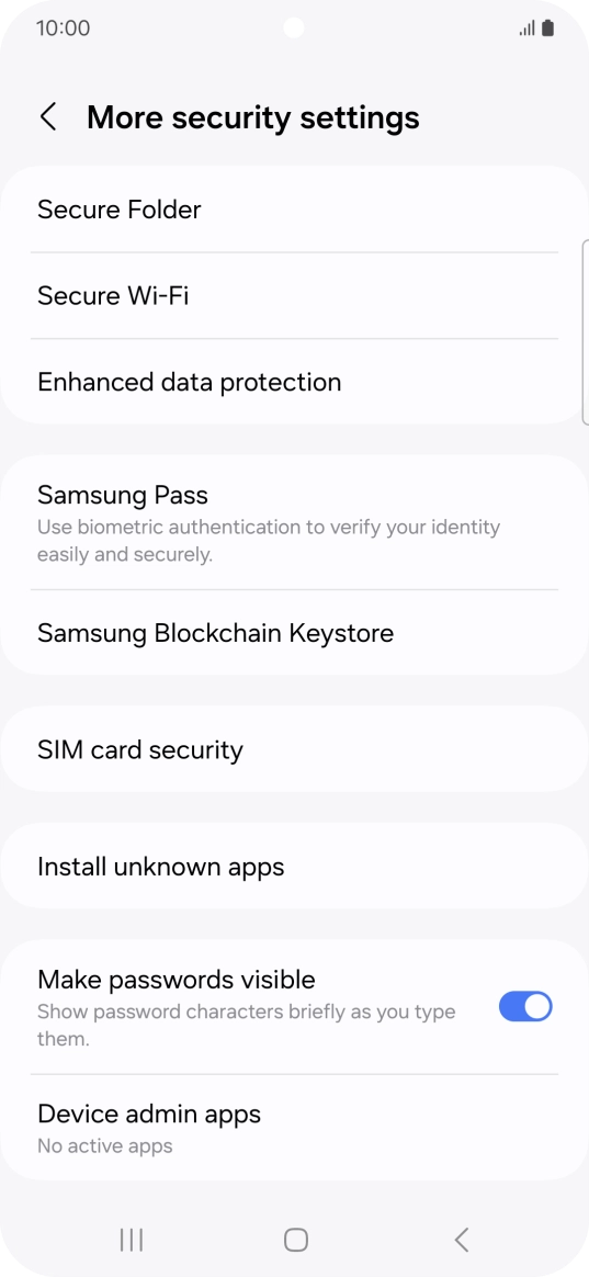 Press SIM card security. Press SIM card security.