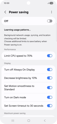 Press the indicators next to the required settings. Press the indicators next to the required settings.
